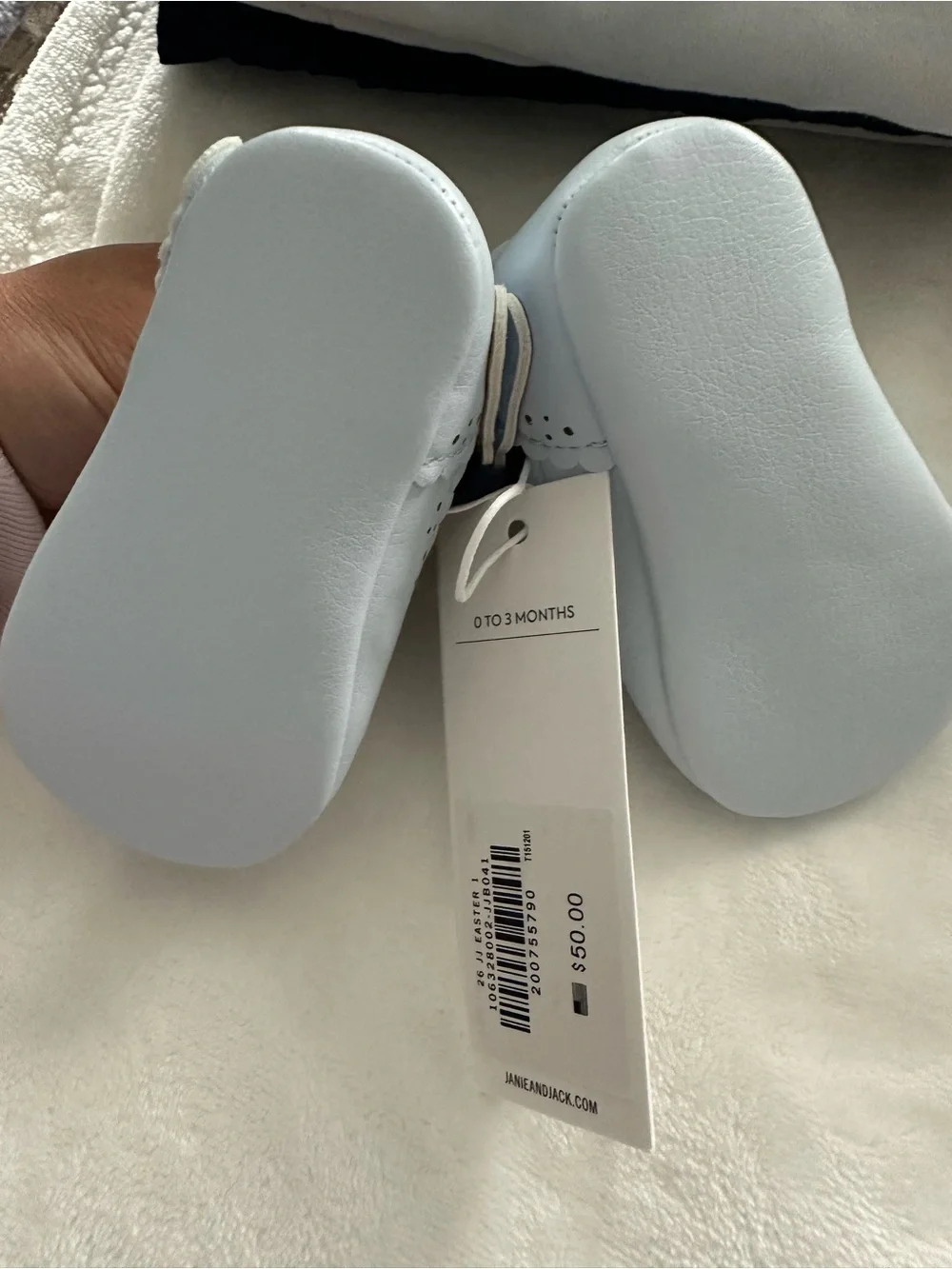 Janie and Jack Light Blue Scalloped Mary Jane Baby Shoes